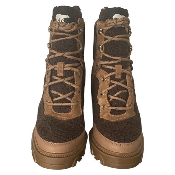 Sorel Women's Brex Heel Cozy Lace Bootie Boots IN BOX Tawny Buff Blackened Brown - Picture 7 of 10